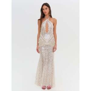 For Love & Lemons Sydney Sequin Maxi Dress Size SS / Nude